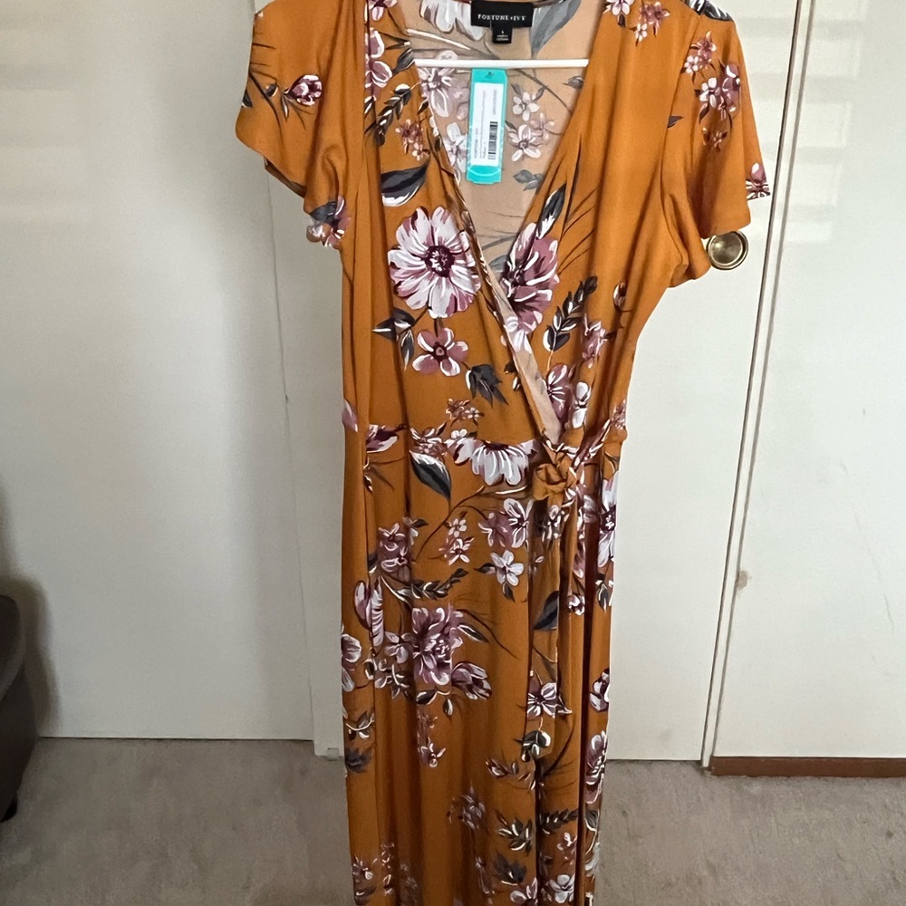 Fortune + Ivy Floral Wrap Maxi Dress - Mustard